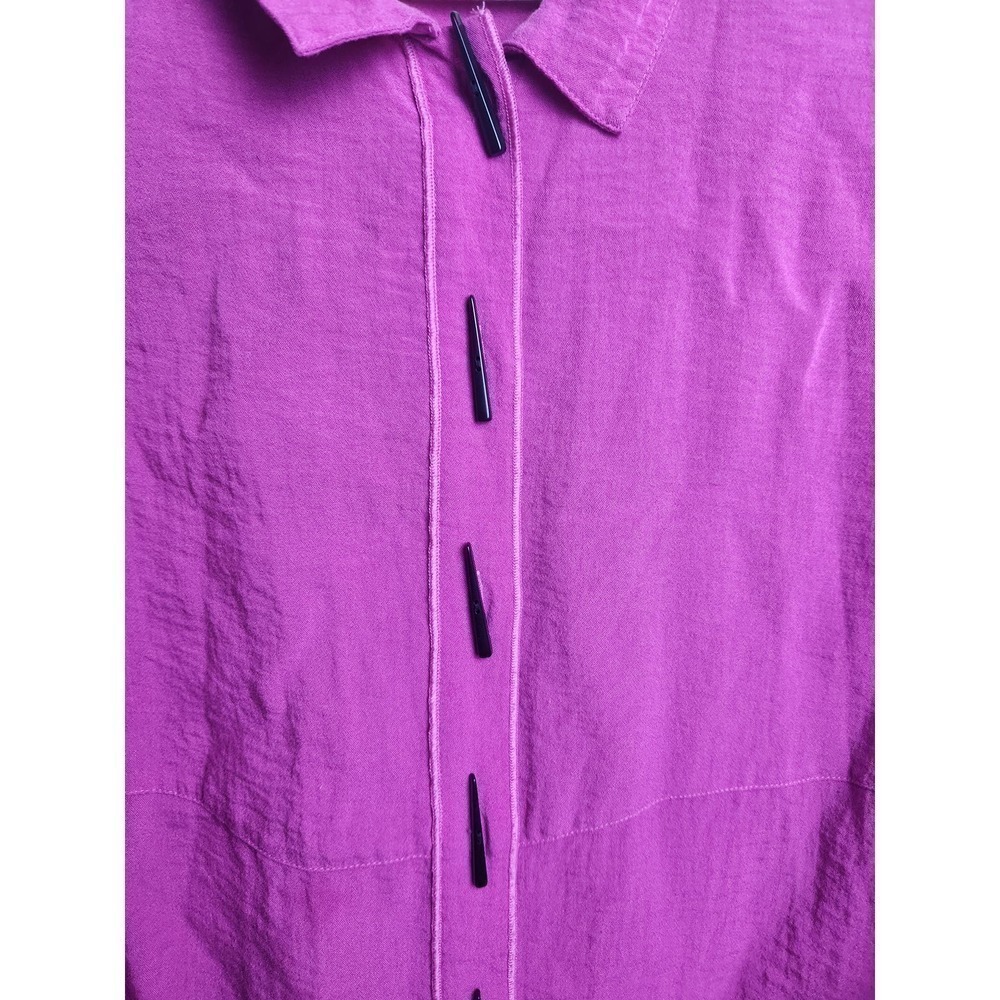 Ali Miles Button front back pink Blouse Lagenlook Boho sz L - Picture 2 of 9